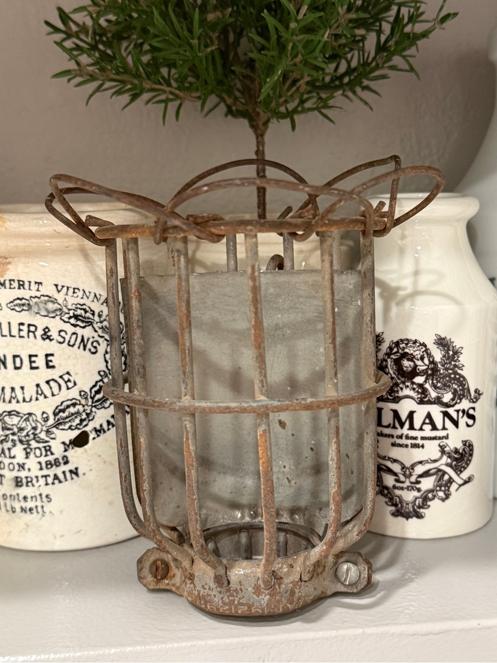 1930's American Industrial Steel Portable Trouble Light Bulb Guard Cage